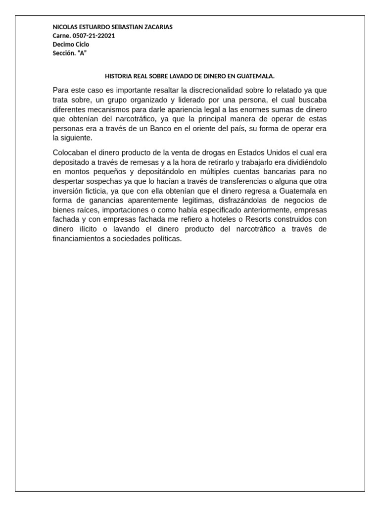 Etapas del lavado de dinero en Guatemala | PDF