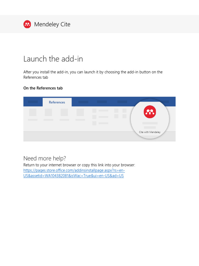 Launch Mendeley Add-in Guide | PDF