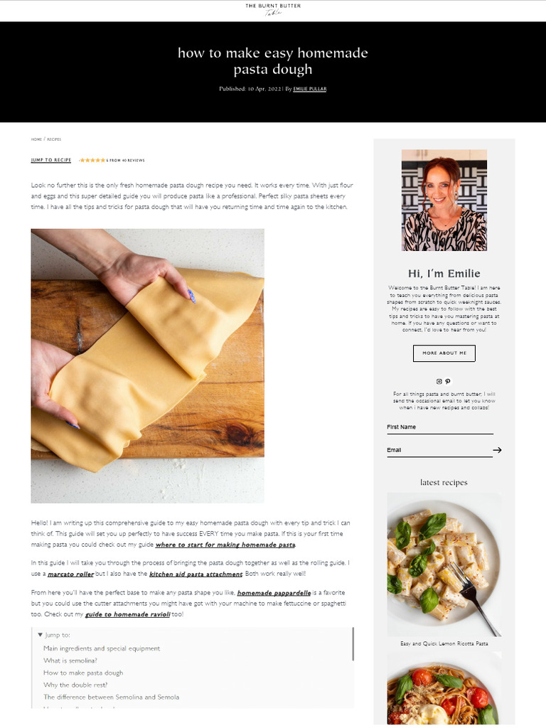 Picture of How To Make Easy Homemade Pasta Dough - The Burnt Butter Table | PDF ...