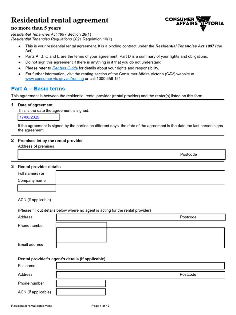 Victoria Residential Rental Agreement | PDF | Renting | Payments