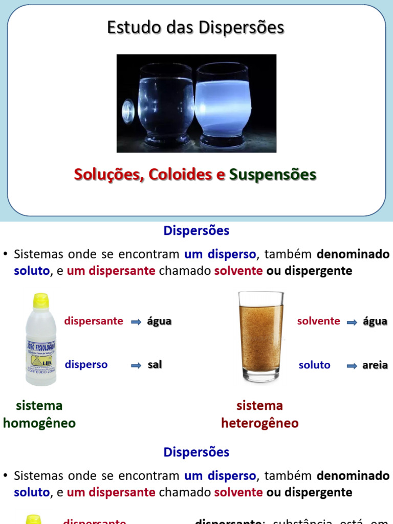Estudo de Dispersões: Soluções e Coloides | PDF | Solubilidade ...