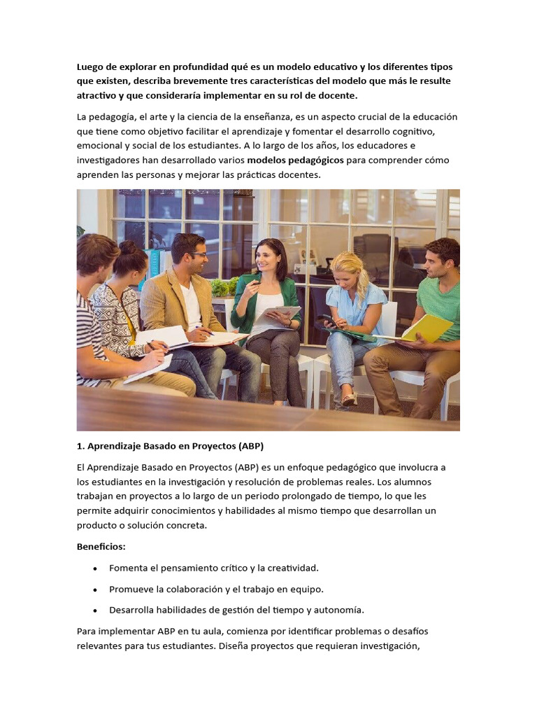 Modelos Pedagógicos Innovadores en Educación | PDF | Aprendizaje ...