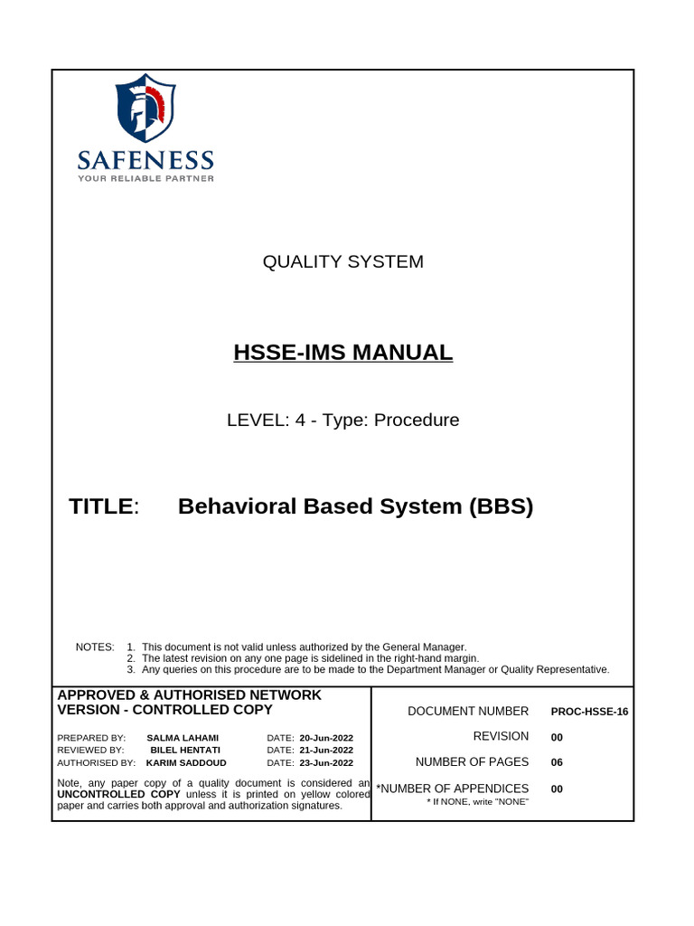 Behavioral Based Safety System Guide | PDF | Safety | Personal ...