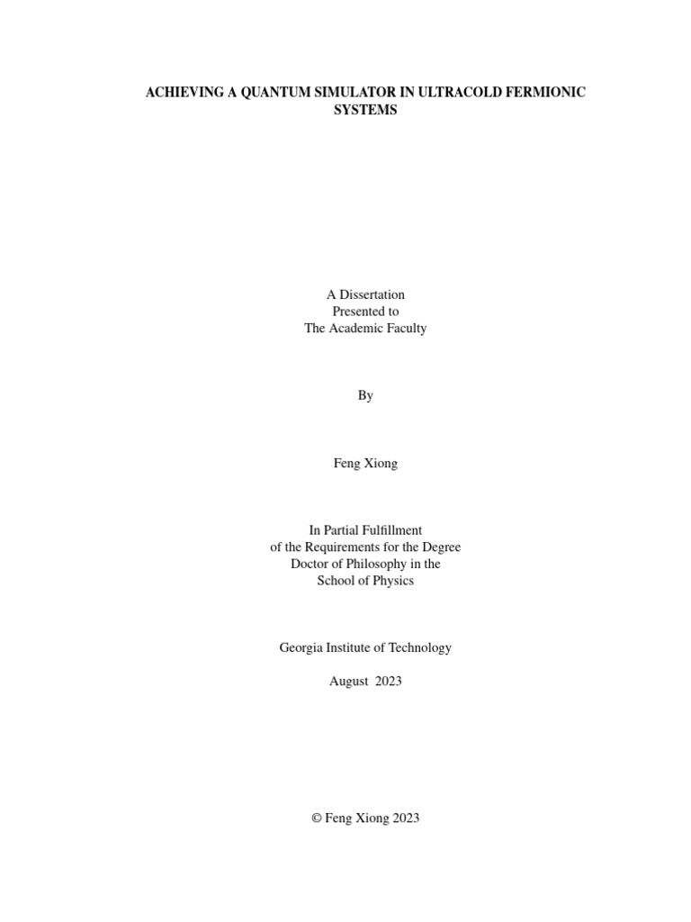 Quantum Simulator in Ultracold Fermions | PDF | Atomic | Theoretical ...