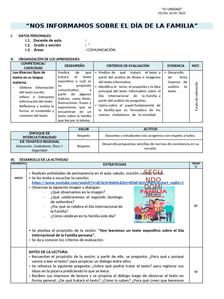 Actividades sobre el Día de la Familia | PDF | Cognición | Aprendizaje