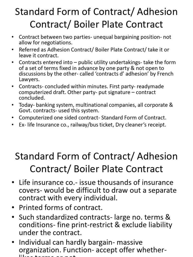 Understanding Adhesion Contracts and Legal Protections | PDF | Breach ...