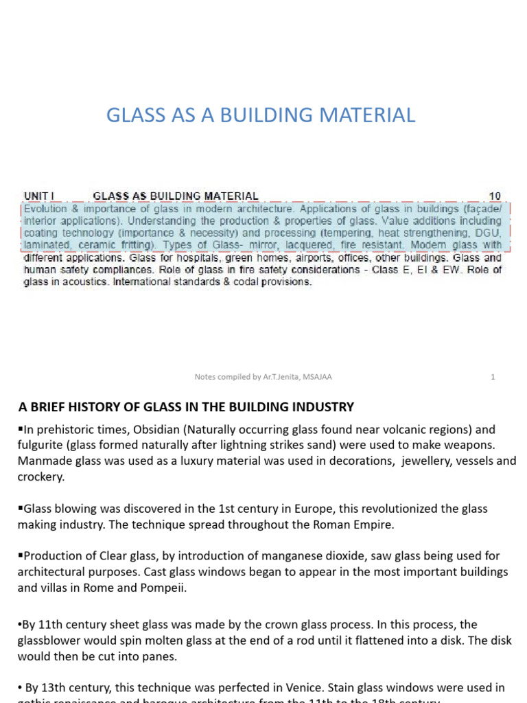 History and Use of Glass in Construction | PDF | Glasses | Silicon Dioxide