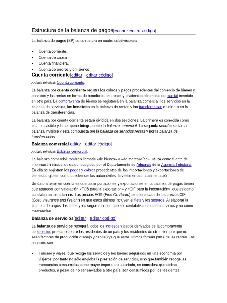 Estructura de la Balanza de Pagos | PDF | Balance de pagos | Ciencias ...