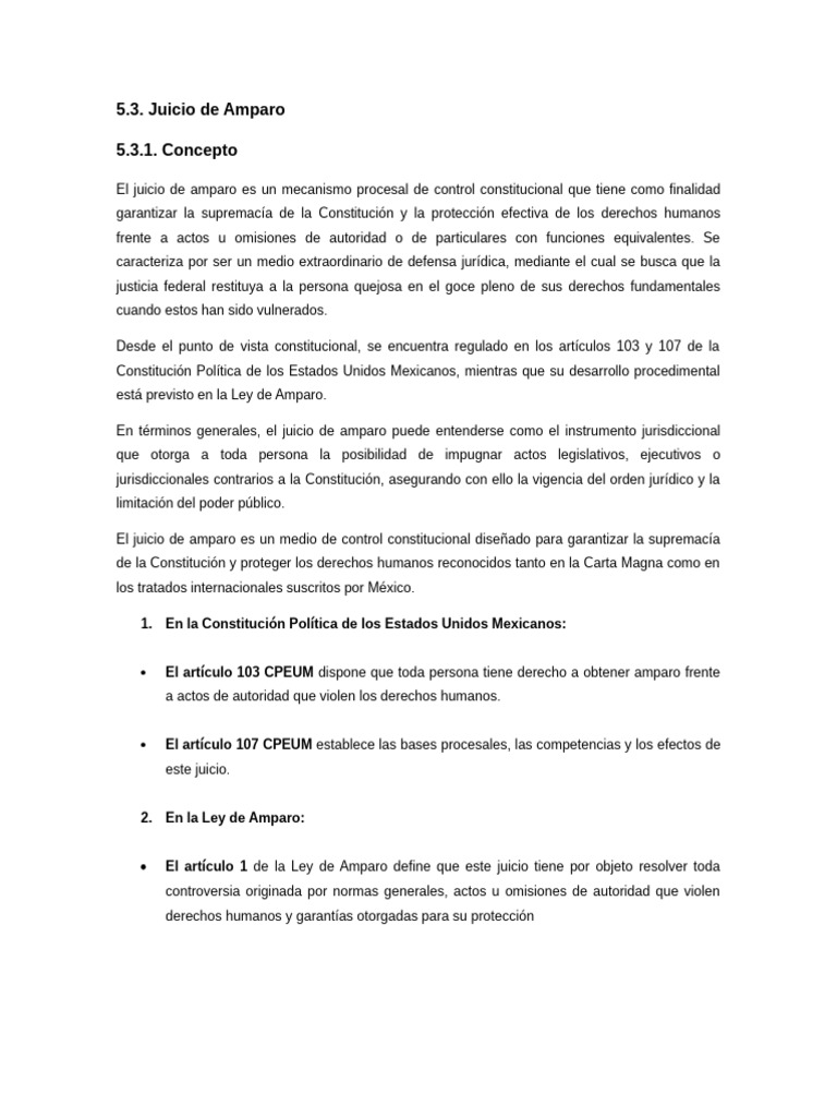 Juicio de Amparo: Conceptos y Plazos | PDF | Derecho Constitucional ...