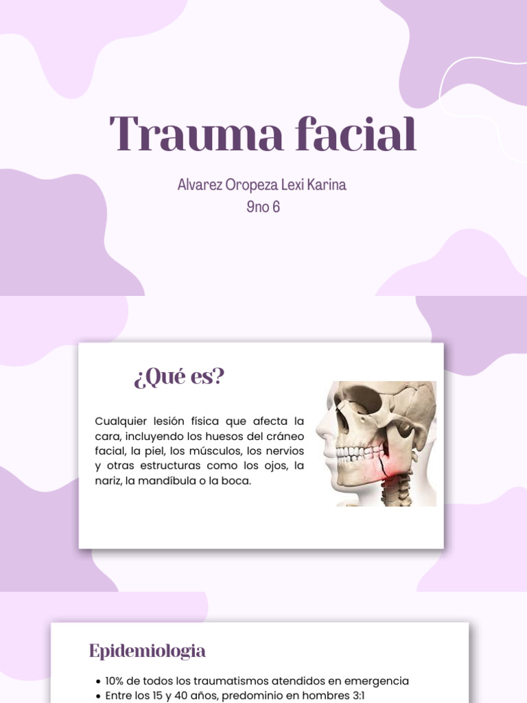 Guía sobre Trauma Facial: Causas y Tratamiento | PDF | Cabeza y cuello ...