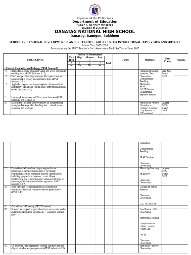 Instructional Supervisory Plan 2025-2026 | PDF | Mentorship | Learning