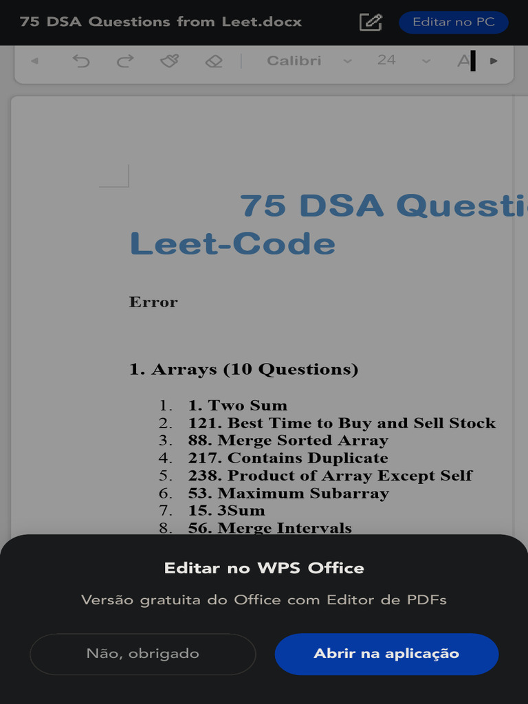 75 DSA Questions From Leet 2 | PDF
