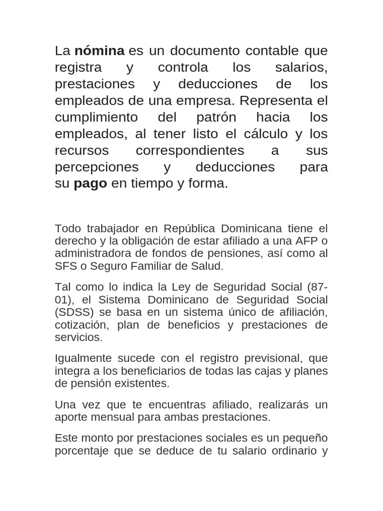 Guía sobre nómina y deducciones en RD | PDF | Pensión | Economias