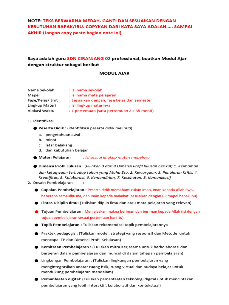 Modul Ajar Deep Learning SD | PDF