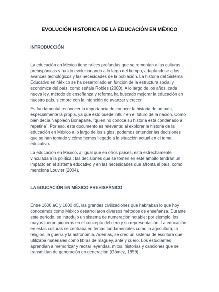 Historia de la Educación en México | PDF | México | Educación de la ...
