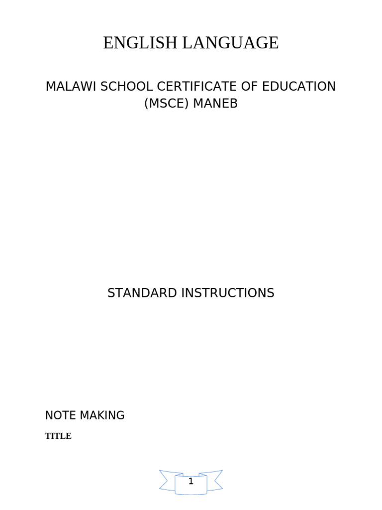 MSCE Note-Making Guidelines | PDF