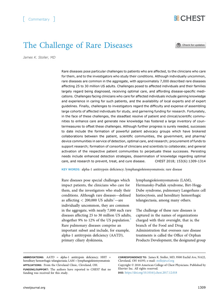 The Challenge of Rare Diseases 2018 Chest | PDF | Clinical Medicine ...