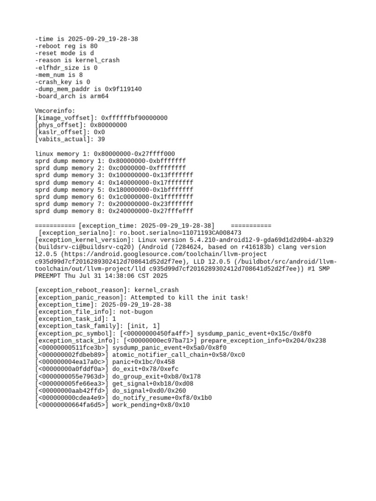 Kernel Crash Report - Android 12 ARM64 | PDF