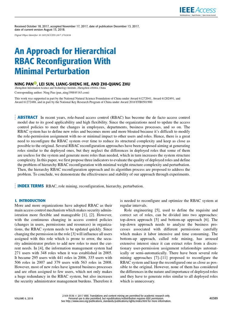 Hierarchical RBAC Reconfiguration Method | PDF | Mathematics