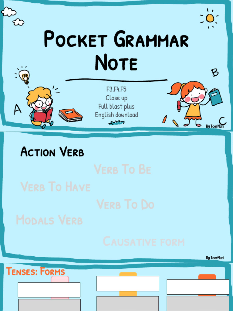 Pocket Grammar Note by Tcer Muni | PDF | Verb | Linguistic Morphology