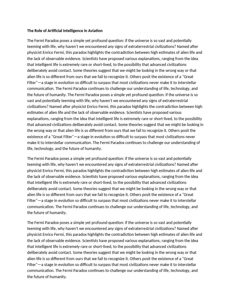 The Role of Artificial Intelligence in Aviation | PDF ...