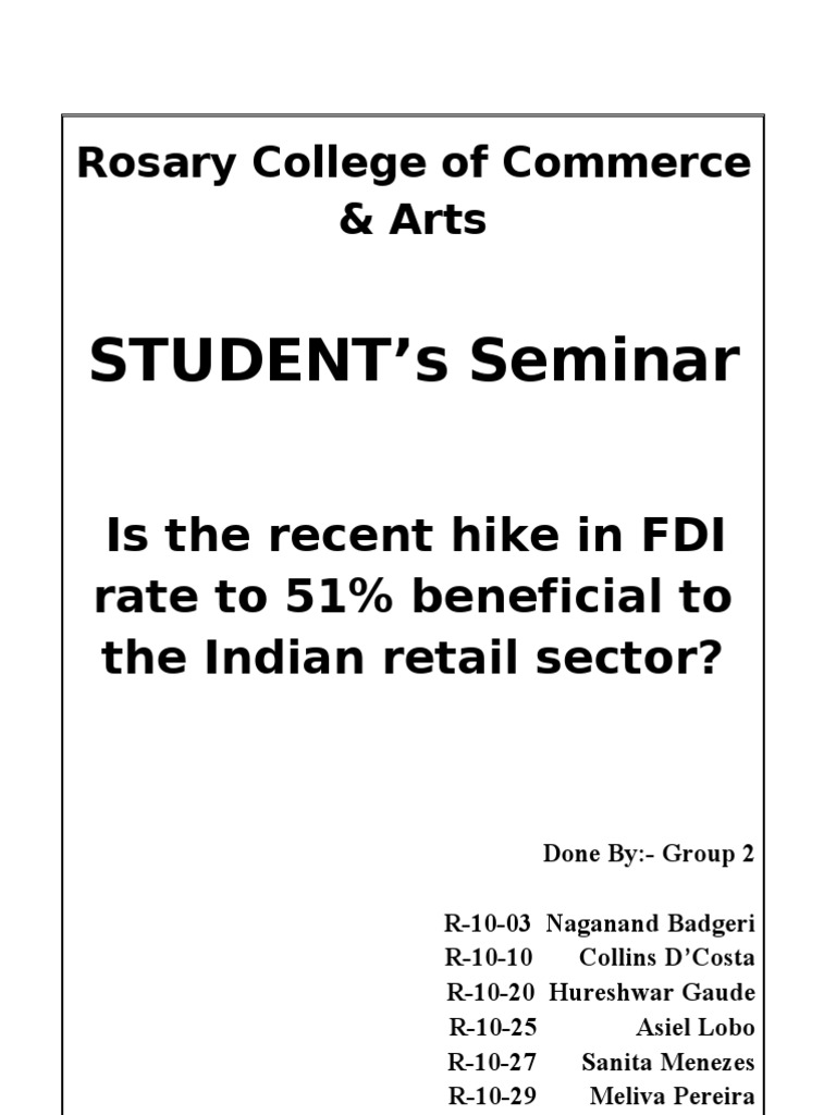 FDI's Impact on Indian Retail Sector | PDF | Foreign Direct Investment ...