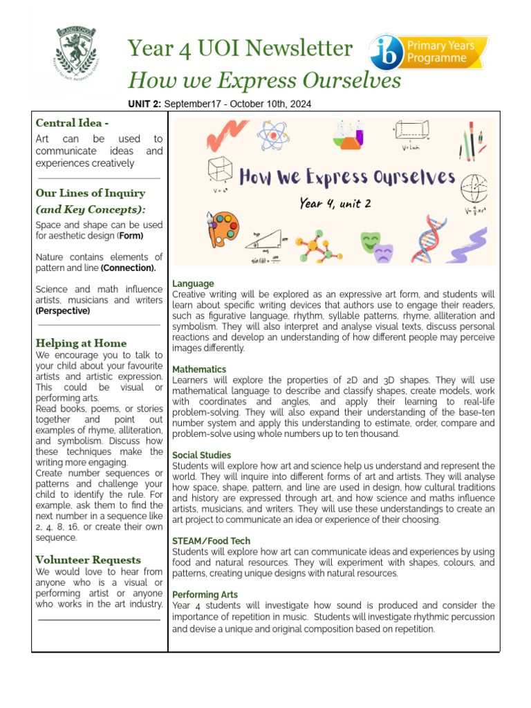 Y4 Unit 2 Newsletter HWEO20251 | PDF | Poetry | Learning