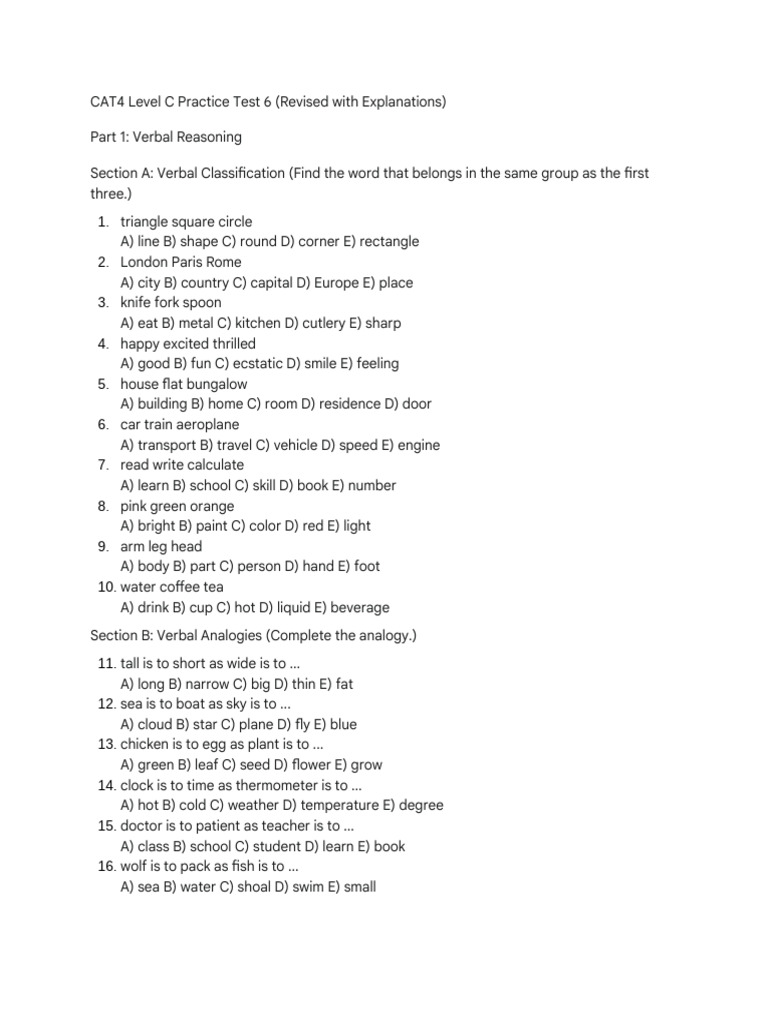 CAT4 TEST PRACTICE GRADE 6 FREE PDF visual data 5