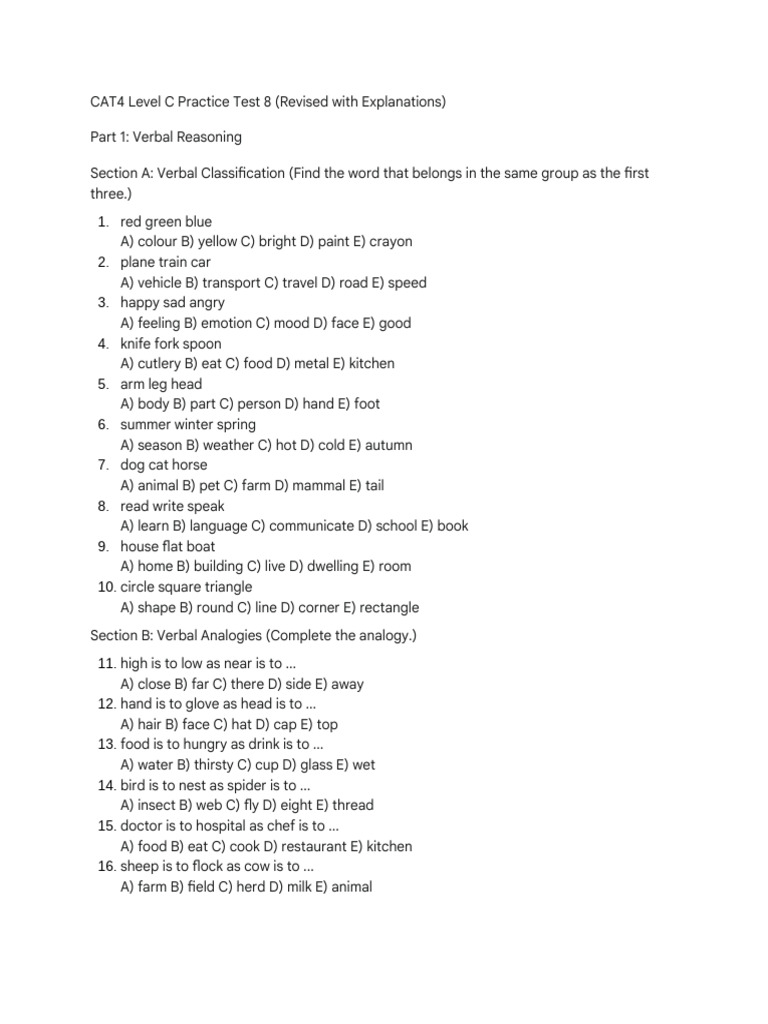 CAT4 LEVEL C PRACTICE TEST PDF visual data 8