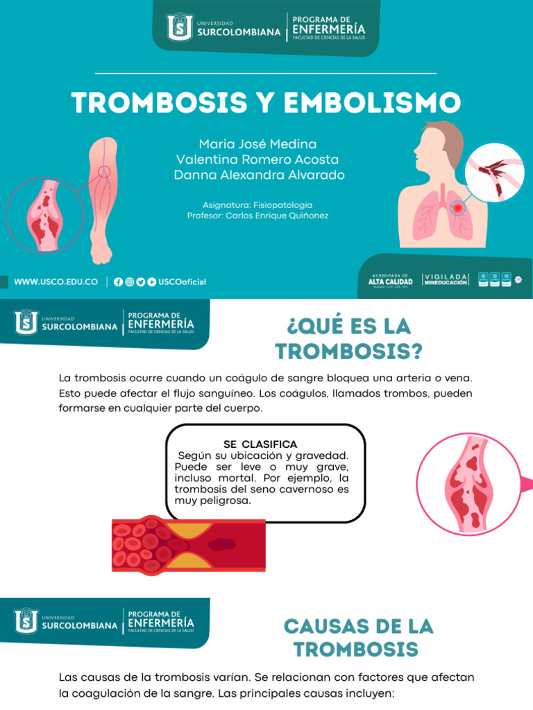 Trombosis y embolismo: causas y consecuencias | PDF | Trombo | Coagulación