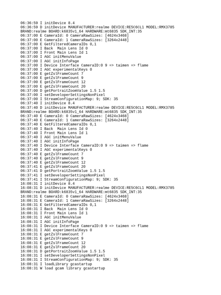 Realme RMX3785 Camera Initialization Logs | PDF | Software Development ...