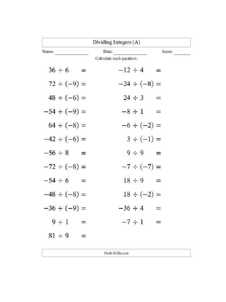 Multiplication of Integers | PDF