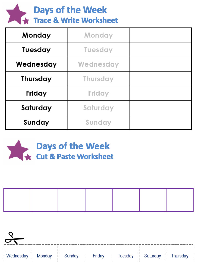 Days of The Week Worksheets | PDF