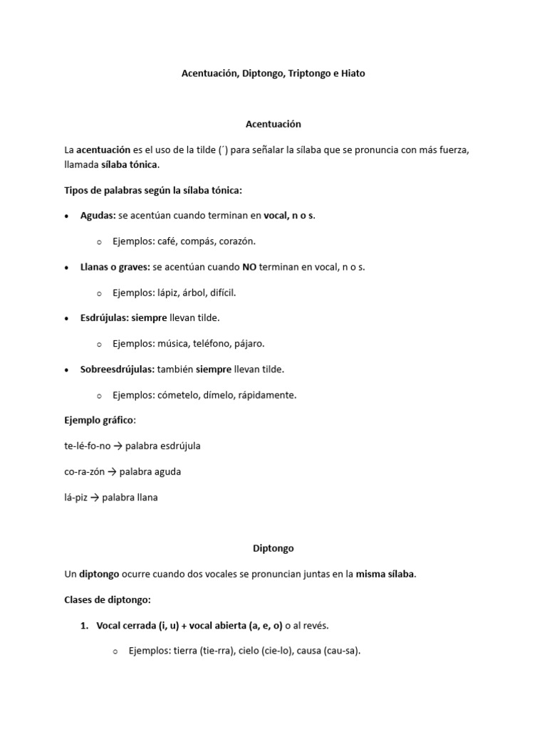 Acentuación y tipos de vocales en español | PDF | Fonética | Voz humana