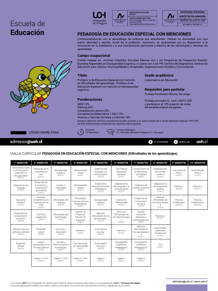 Malla Pedagogia en Educacion Especial 1 | PDF | Plan de estudios ...