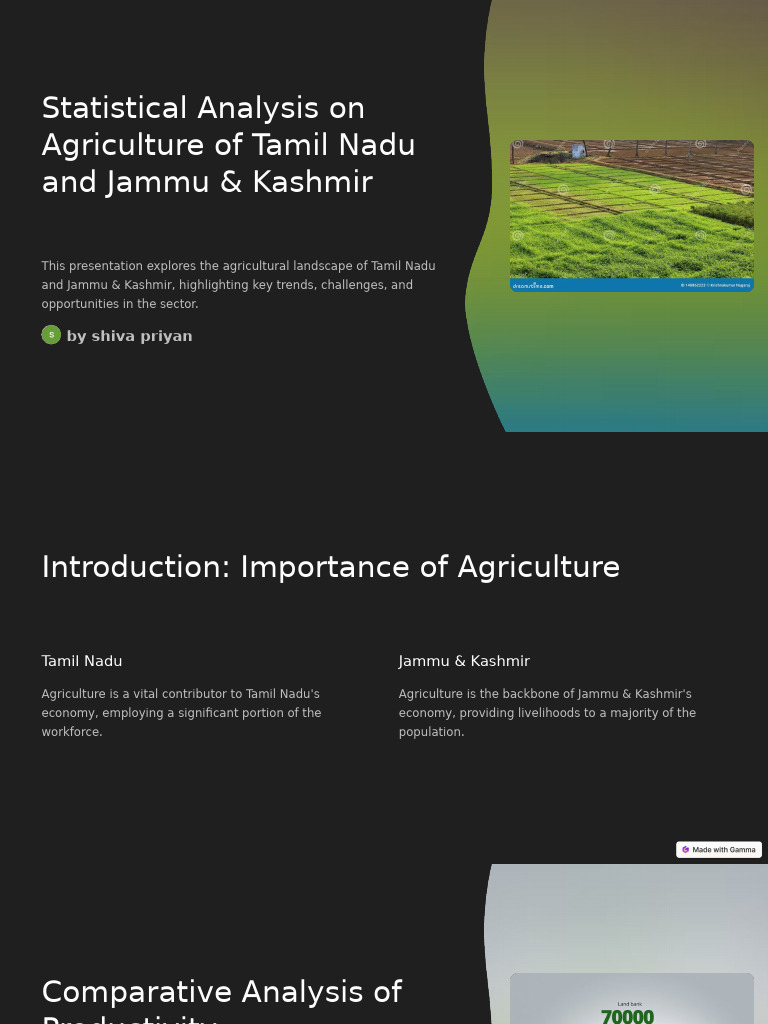 Agriculture Trends in Tamil Nadu & J&K | PDF | Agriculture ...