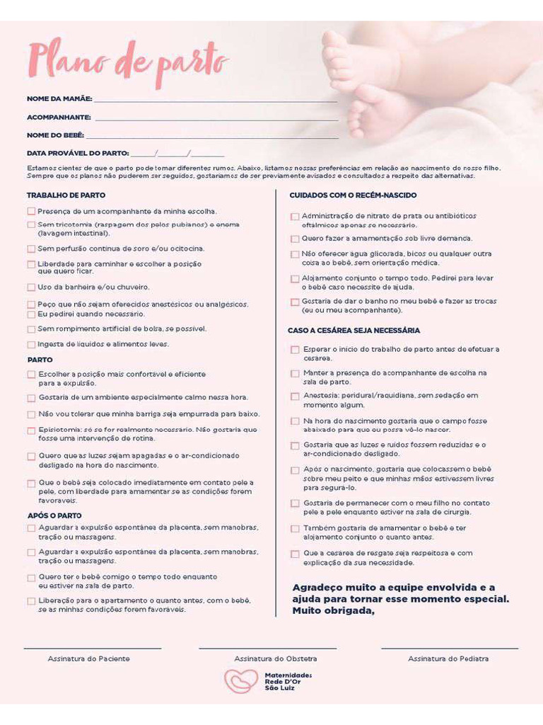 Plano de Parto 2 | PDF
