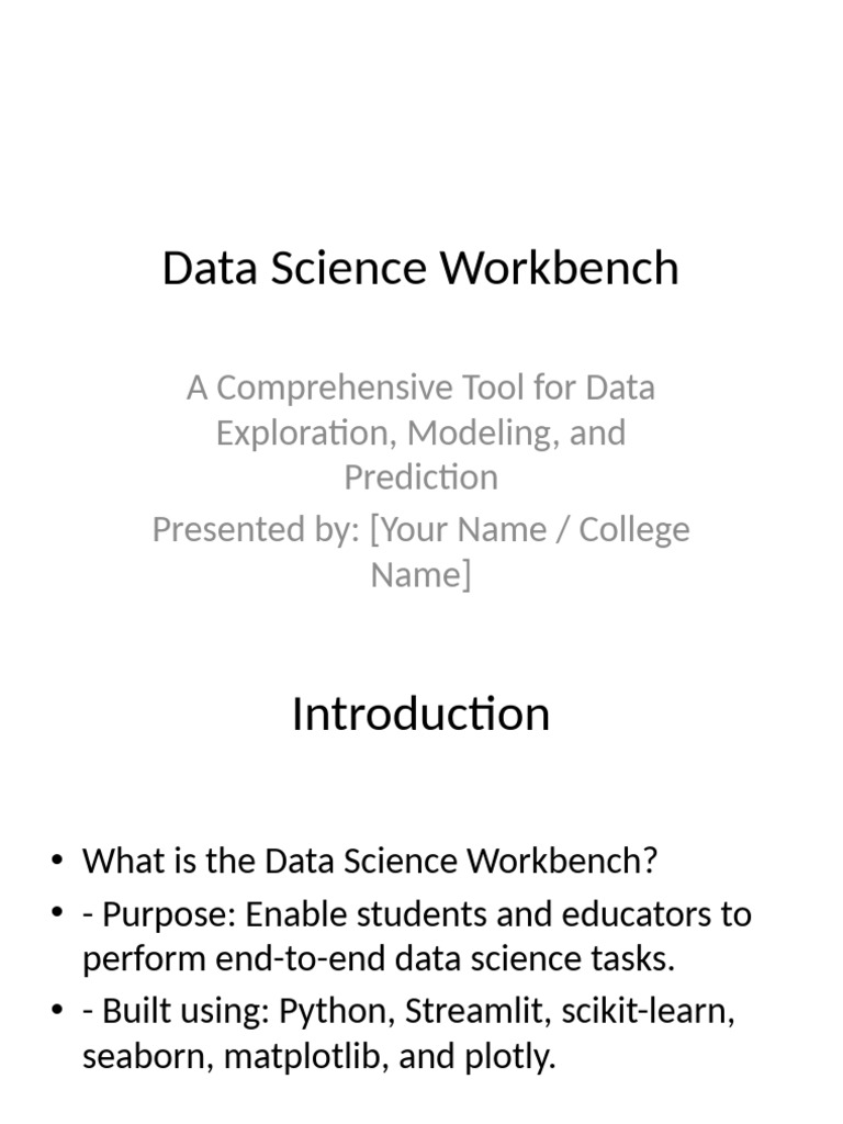 Data Science Workbench Presentation | PDF | Principal Component ...