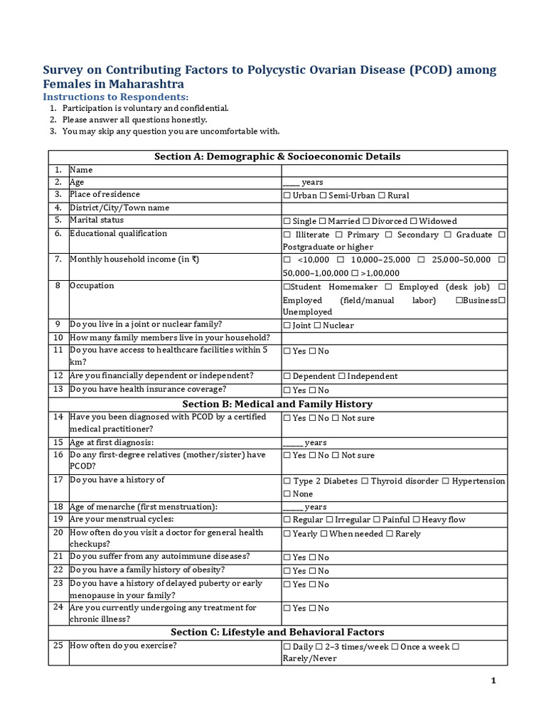 PCOD Factors Survey in Maharashtra | PDF | Polycystic Ovary Syndrome ...