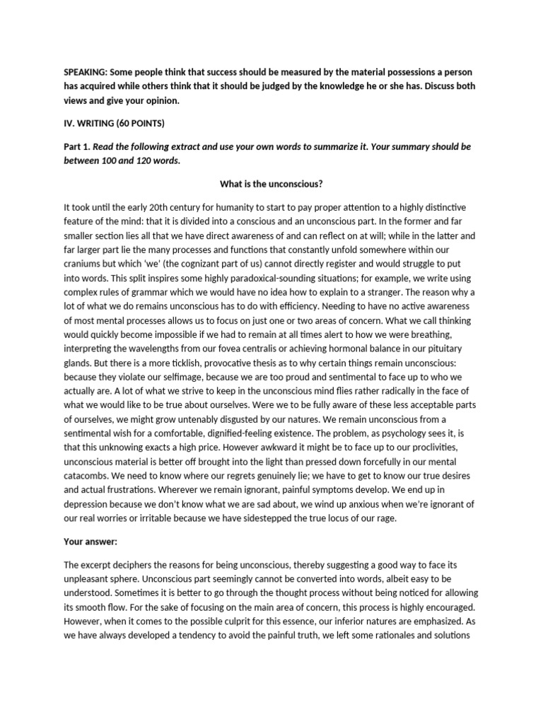 Unconscious Mind: Insights and Impacts | PDF | Thought | Mind