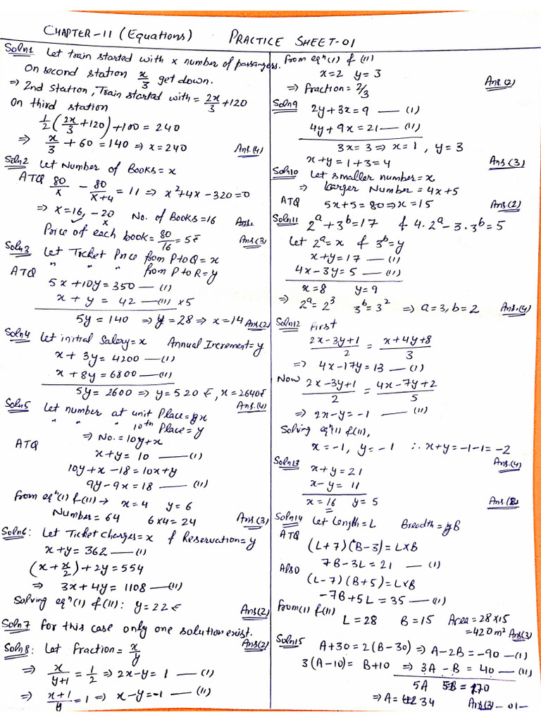 Equation Sheet 1 Solution | PDF