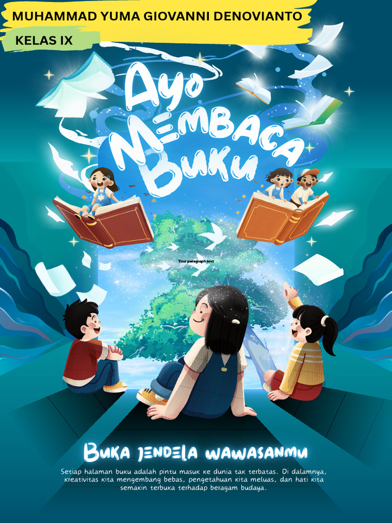 Poster Ajakan Membaca Buku Ilustratif Biru Dan Hijau | PDF