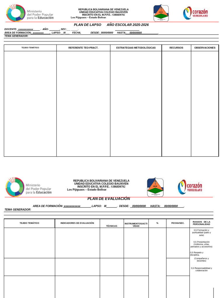 Plan de Lapso 2025-2026: Evaluación y Estrategias | PDF | Aprendizaje ...