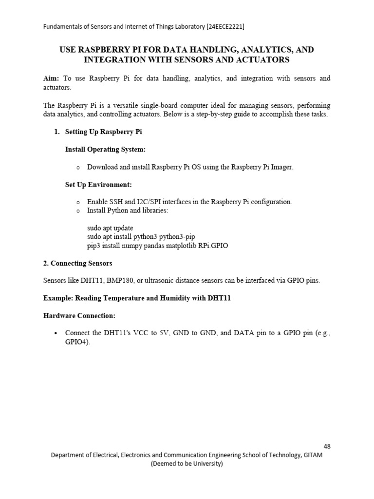 Raspberry Pi for Sensor Data Analytics | PDF | Raspberry Pi | Internet ...
