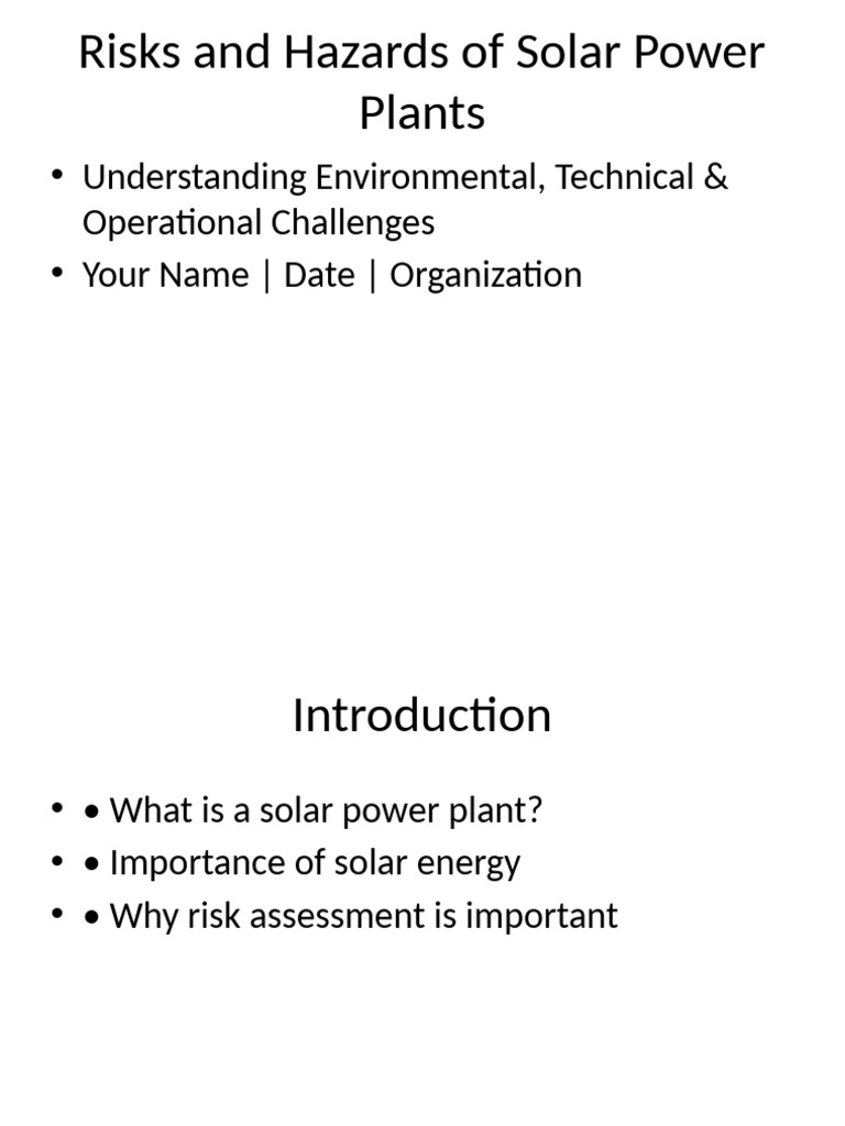 Risks in Solar Power Plants | PDF