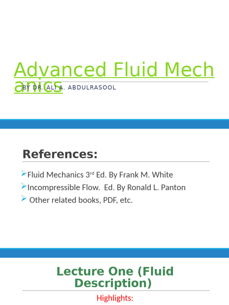 Advanced Fluid Mechanics Overview | PDF | Continuum Mechanics | Kinematics