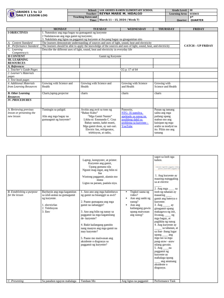 DLL - Science 3 - Q3 - W7 | PDF