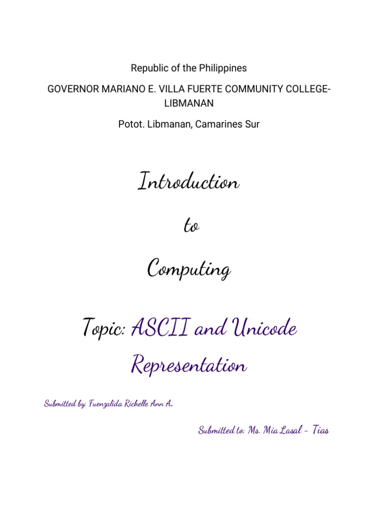 Introduction To Computing Activity | PDF | Ascii | Character Encoding