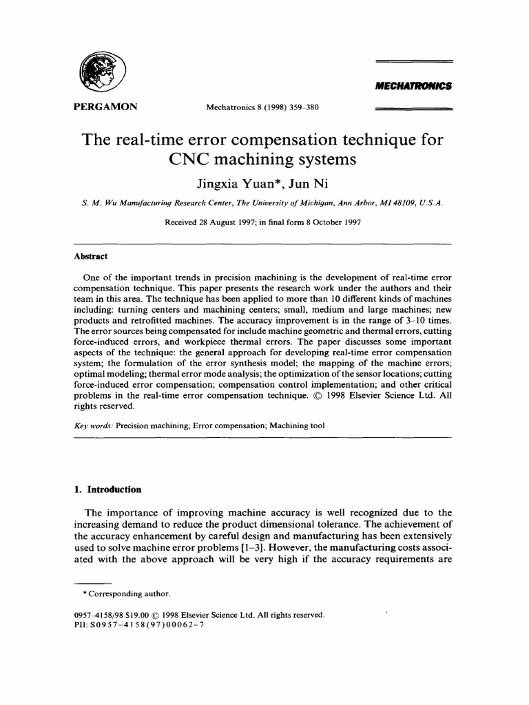 Real-Time Error Compensation in CNC | PDF | Linear Regression | Heat