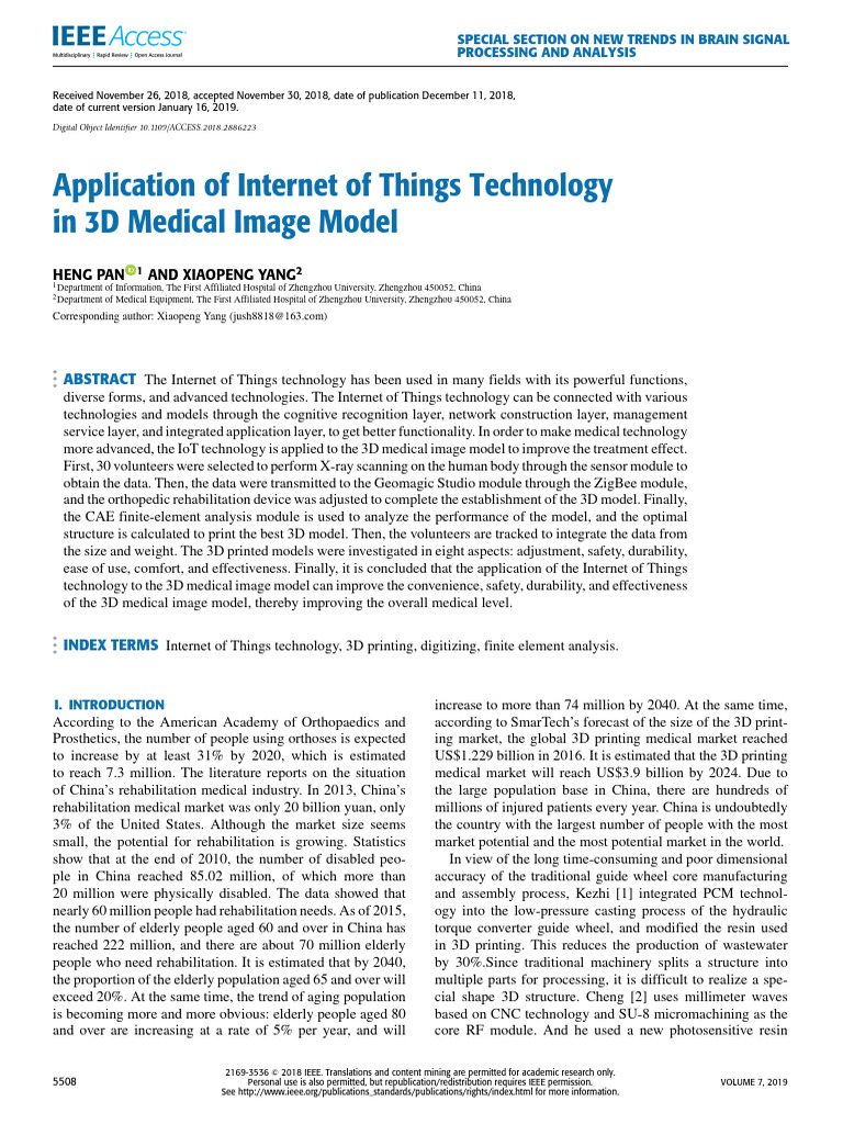 Application of Internet of Things Technology in 3D Medical Image Model ...